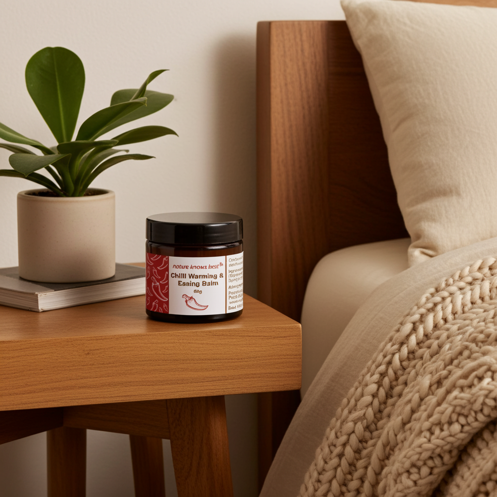 Power Health chilli muscle rub balm in brown jar with black lid for warming and easing muscles 60g