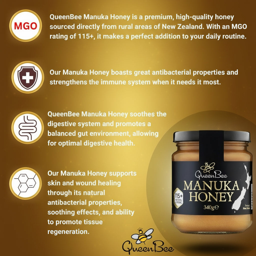 Queen Bee Manuka Honey MG115 - 2 x 340g TWIN PACK