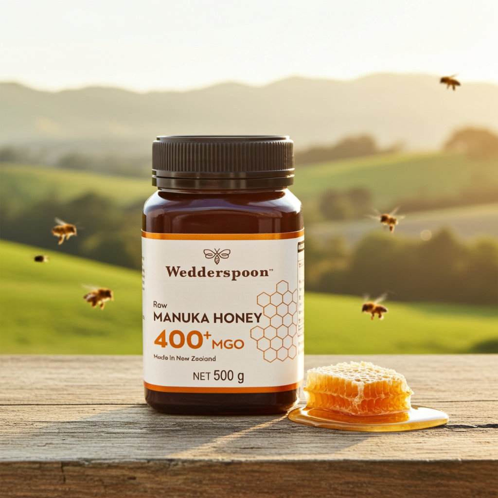 Wedderspoon Raw Manuka Honey 400 MGO (500g) – Unpasteurised High Potency