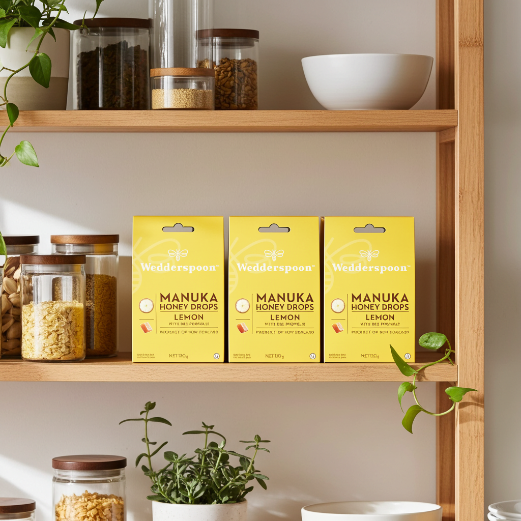 Wedderspoon Natural Manuka Honey Drops Lemon (20 Drops per box) - Triple Pack