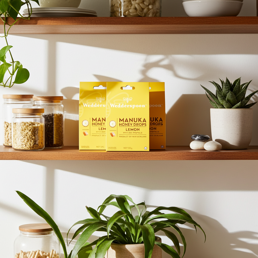 Wedderspoon Natural Manuka Honey Drops Lemon (20 Drops per box) - Triple Pack