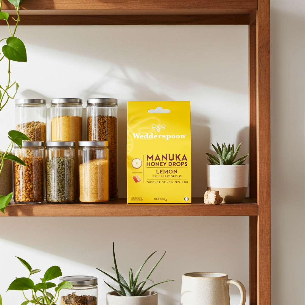 Wedderspoon Manuka Honey Drops Lemon With Bee Propolis 20 Pack