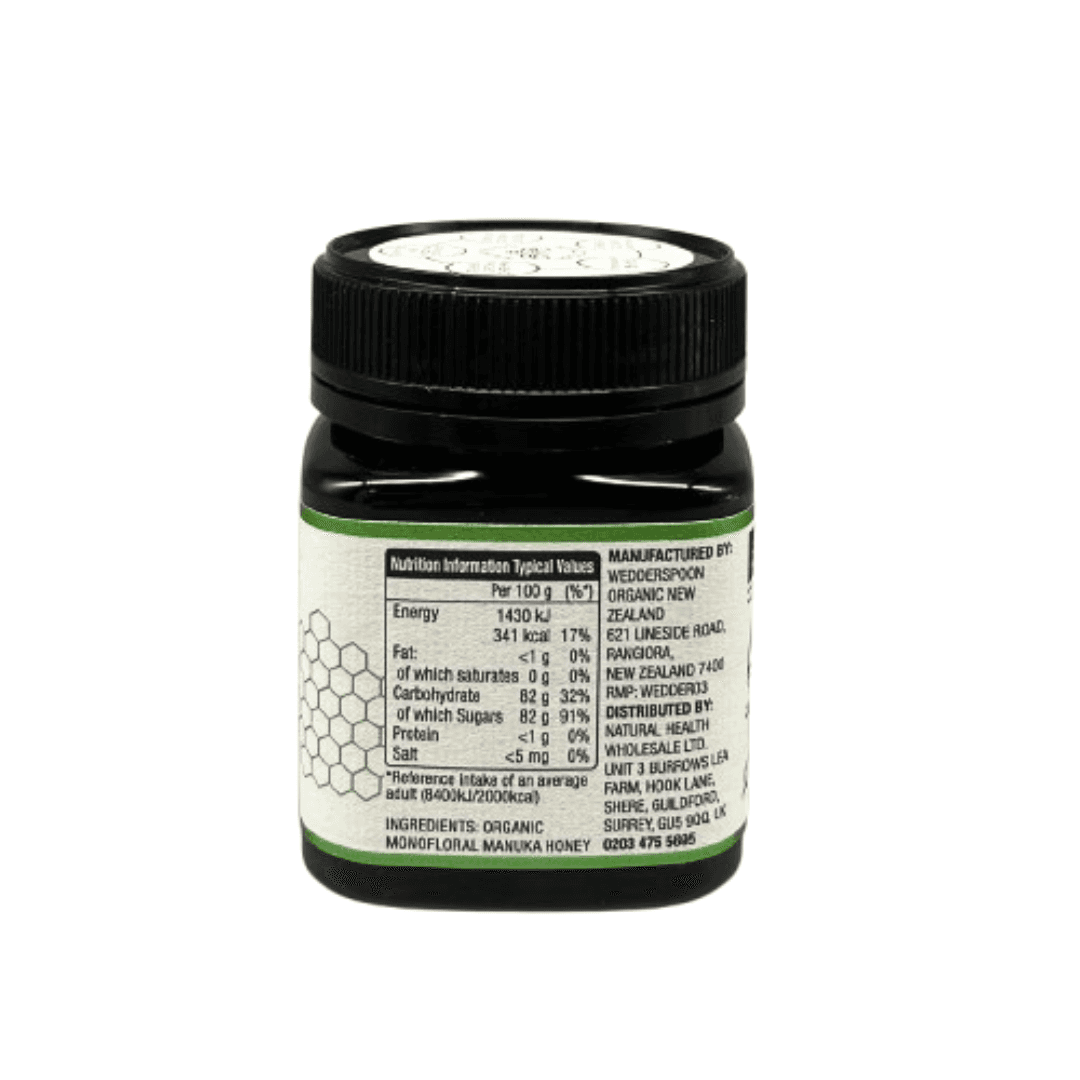 Wedderspoon Raw Organic Manuka Honey 400 MGO (250g) – Unpasteurised High Potency