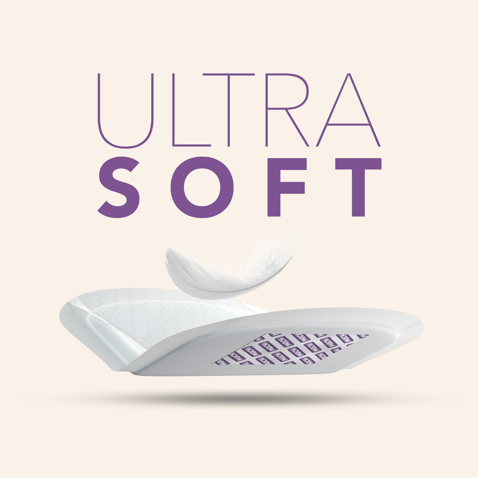MOCHi breast pads for breastfeeding showing ultra soft white nursing pad with feather