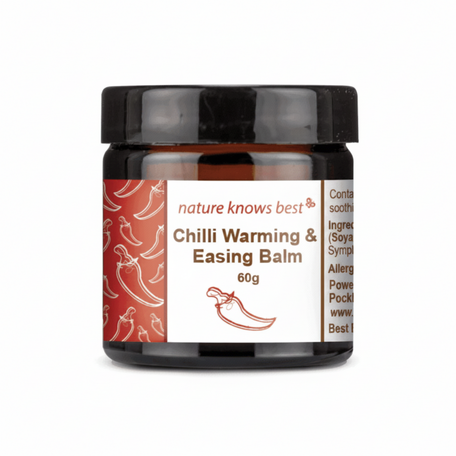 Power Health chilli muscle rub balm in brown jar with black lid for warming and easing muscles 60g