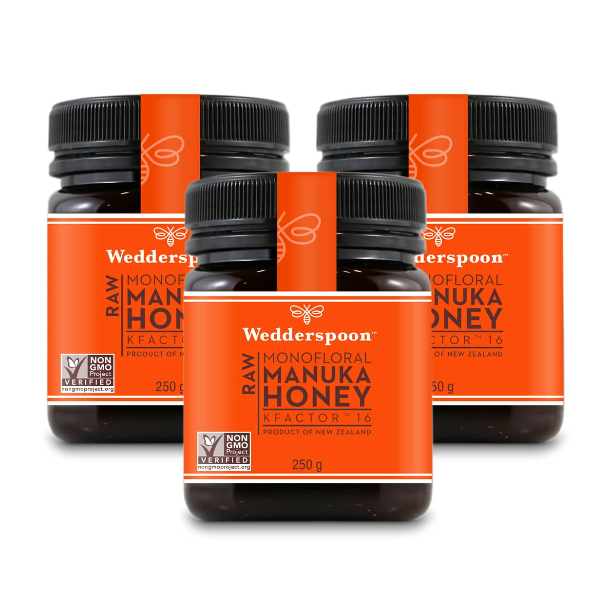 Wedderspoon RAW Manuka Honey KFactor 16+ 250g - Triple Pack