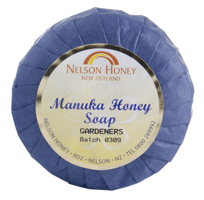 Nelson Honey round wrapped Manuka Honey gardeners soap natural gardeners soap with manuka honey