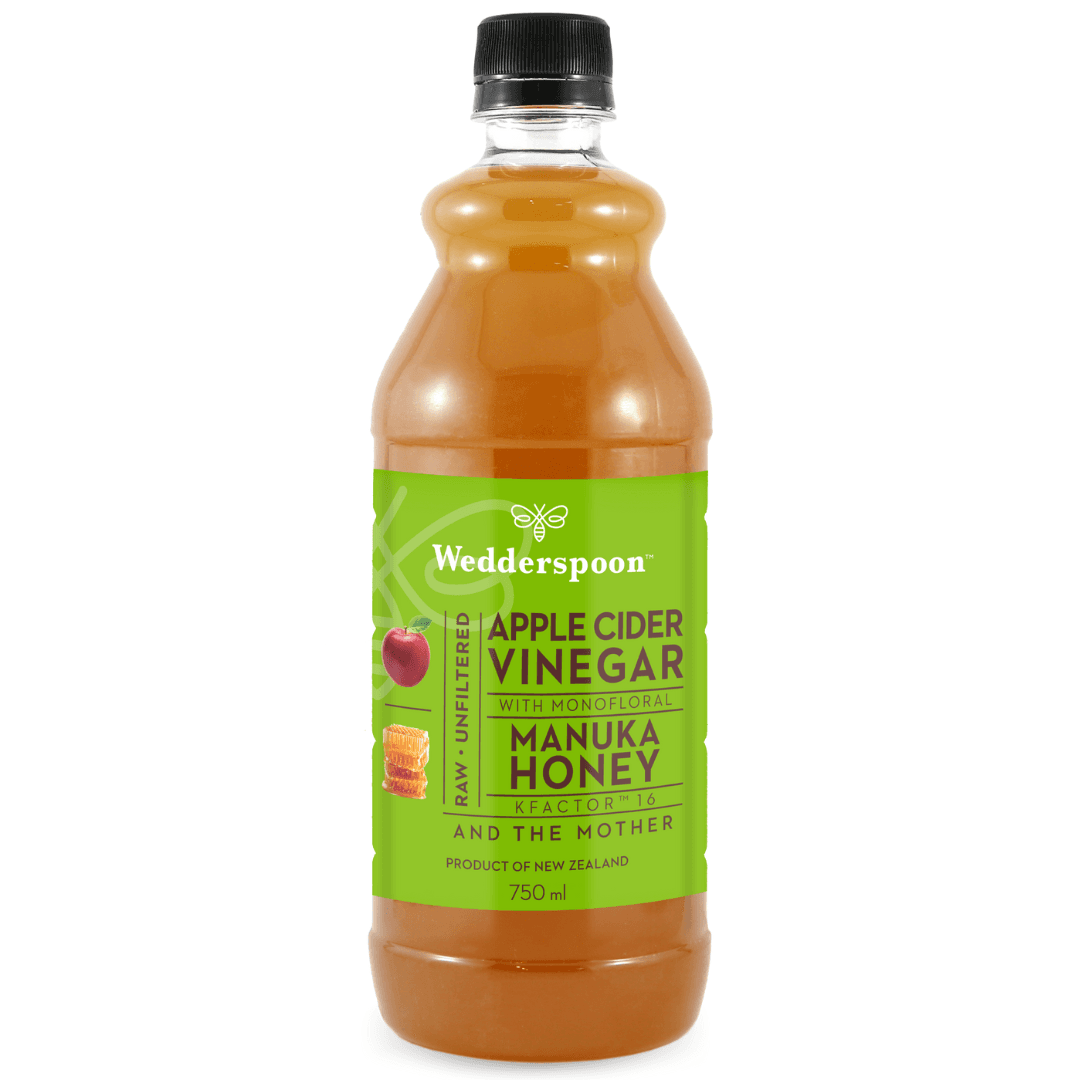 Wedderspoon Apple Cider Vinegar with Manuka Honey 750ml Triple Pack raw unfiltered in plastic bottle