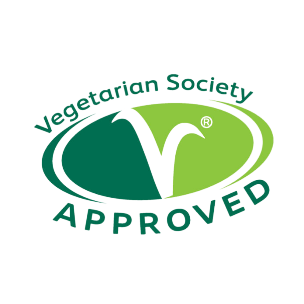 Vegetarian Society approved logo symbol indicating product suitability for vegetarians