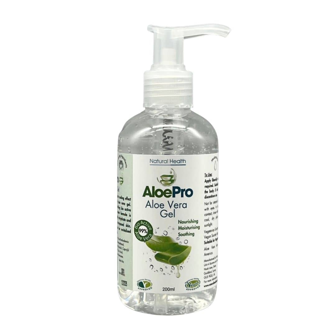 AloePro Aloe Vera Gel 200ml bottle, six pack contains six of these bottles