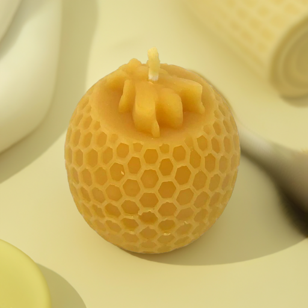 Bee Happy Globe with Bee - Pure Beeswax Candle