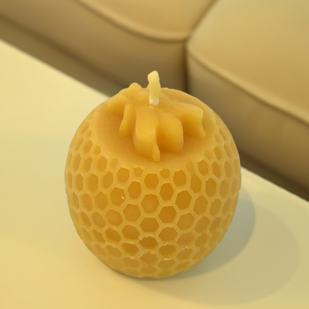 Bee Happy Globe with Bee - Pure Beeswax Candle