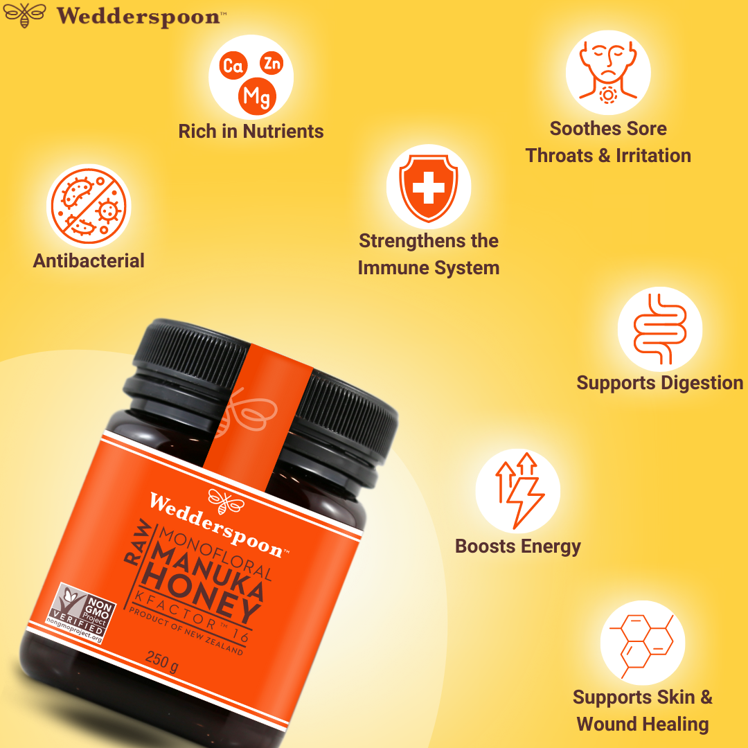 Wedderspoon RAW Manuka Honey KFactor 16+ 250g - Triple Pack