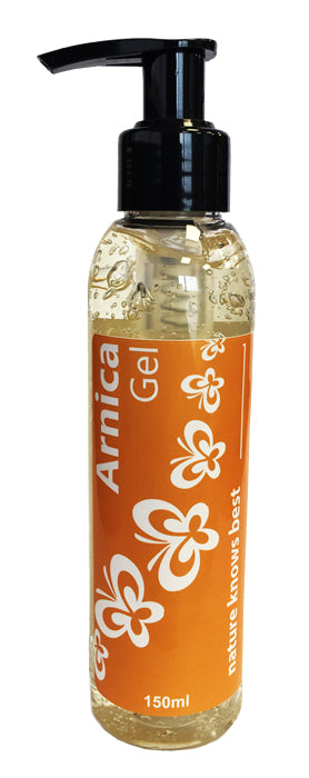 Natural Health World UK Powerhealth Products Ltd 150ml pump bottle Arnica gel for bruises and muscle pain. Orange label