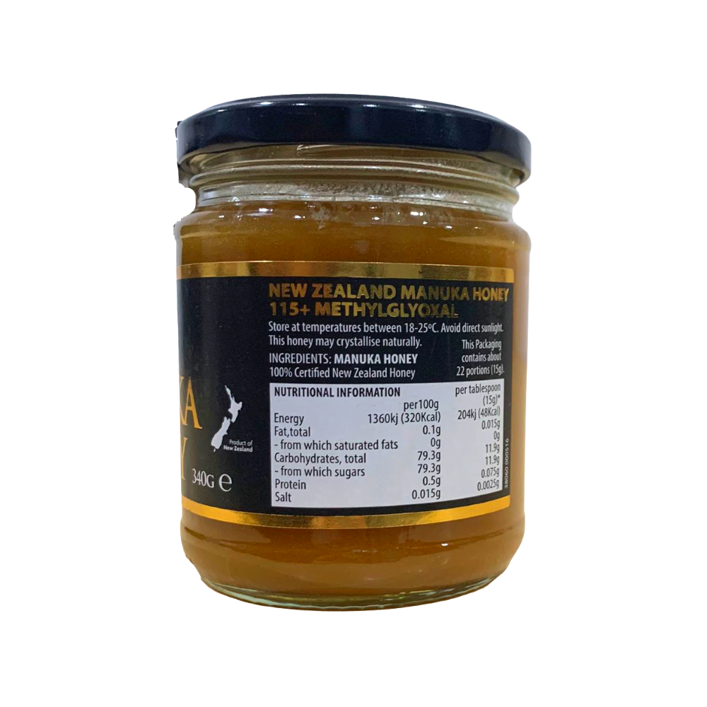 Queen Bee Manuka Honey MG115+ Side 1
