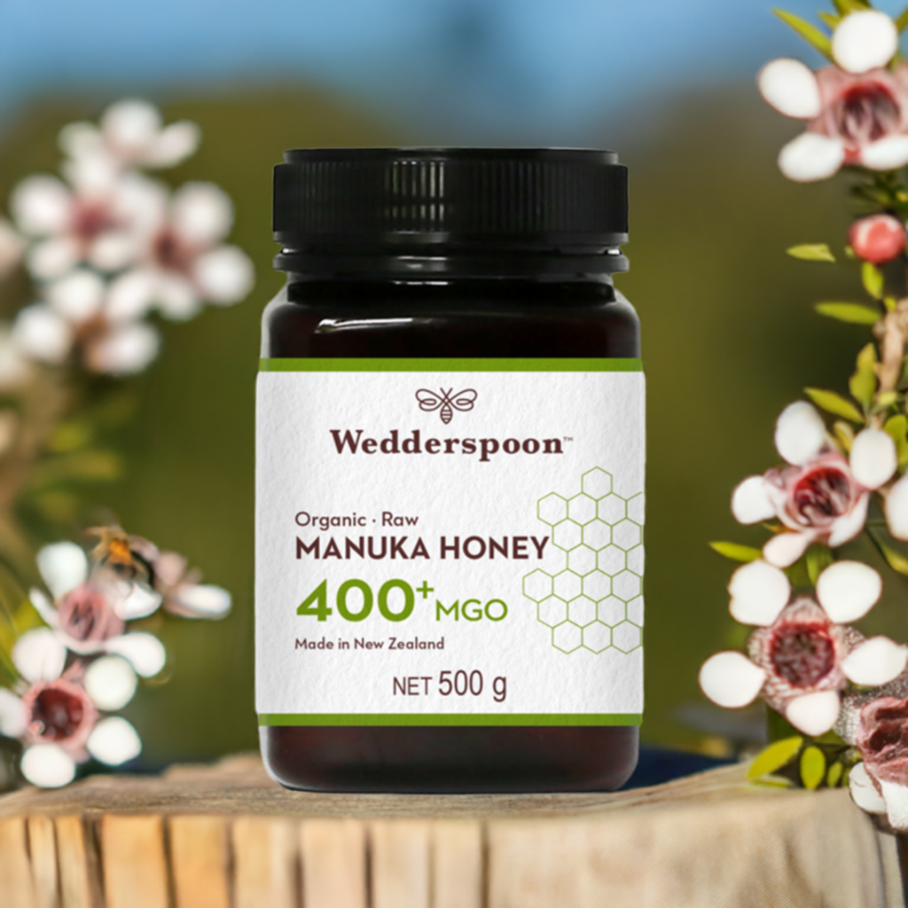 Wedderspoon Raw Organic Manuka Honey 400 MGO (500g) – Unpasteurised High Potency