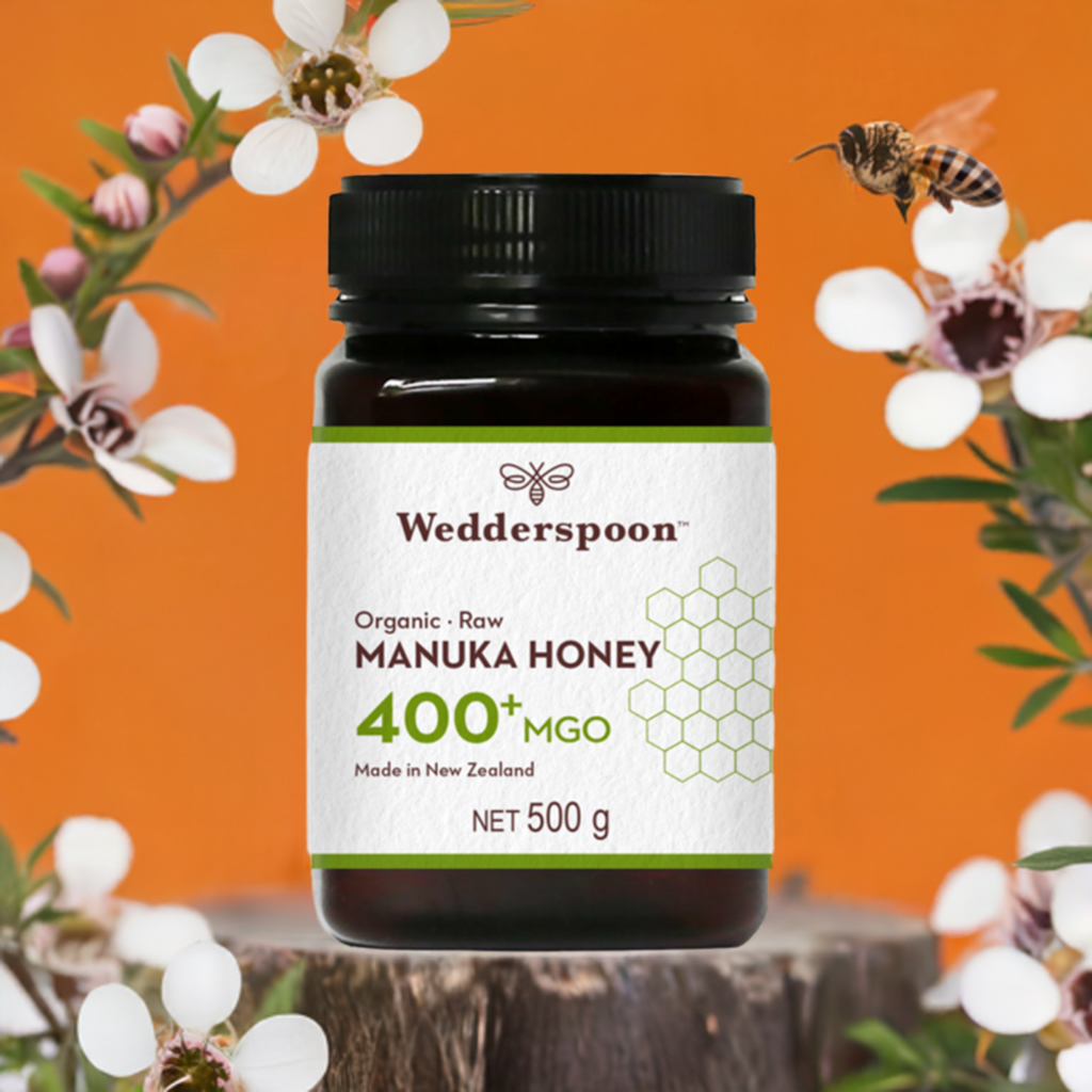 Wedderspoon Raw Organic Manuka Honey 400 MGO (500g) – Unpasteurised High Potency