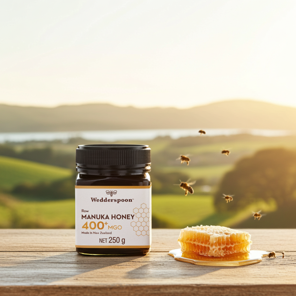Wedderspoon Raw Manuka Honey 400 MGO (250g) – Unpasteurised High Potency