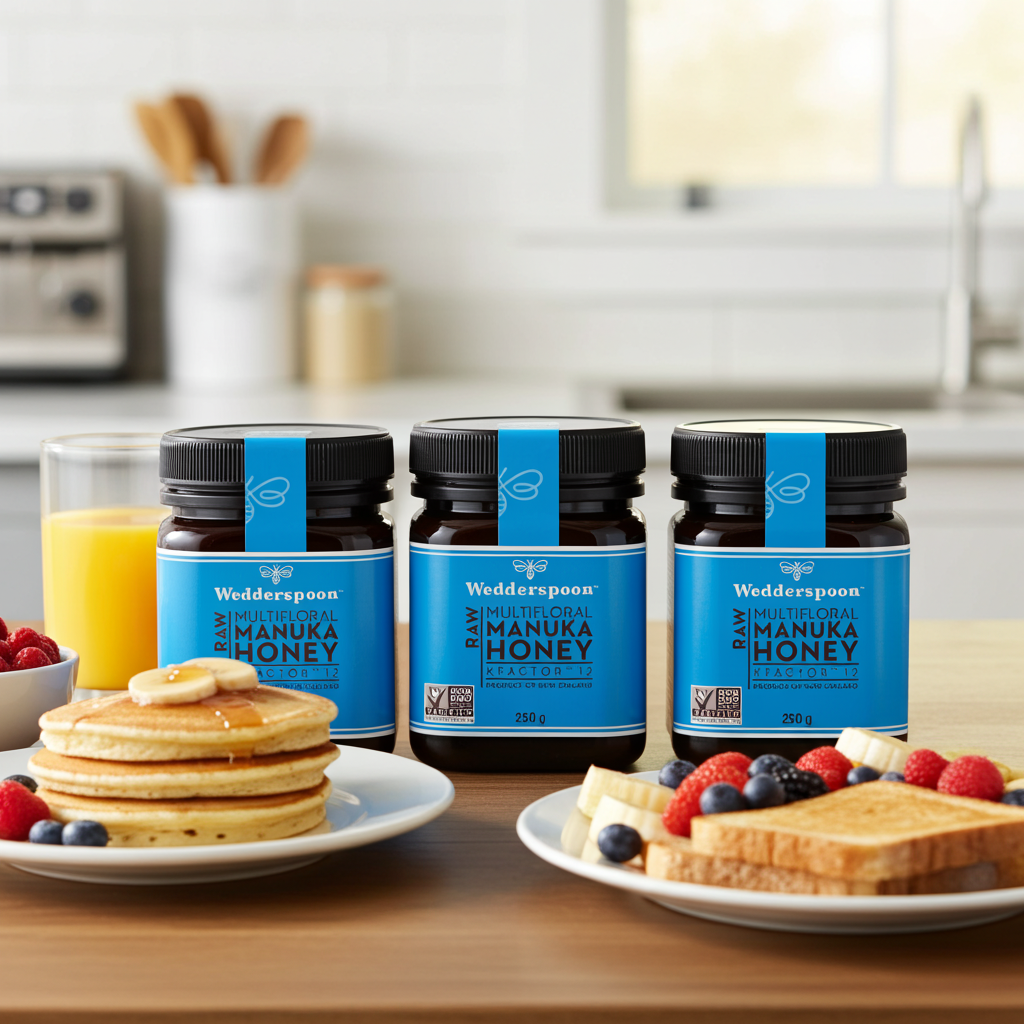 Wedderspoon Raw Manuka Honey KFactor 12 250g Triple pack in blue labelled jars from New Zealand