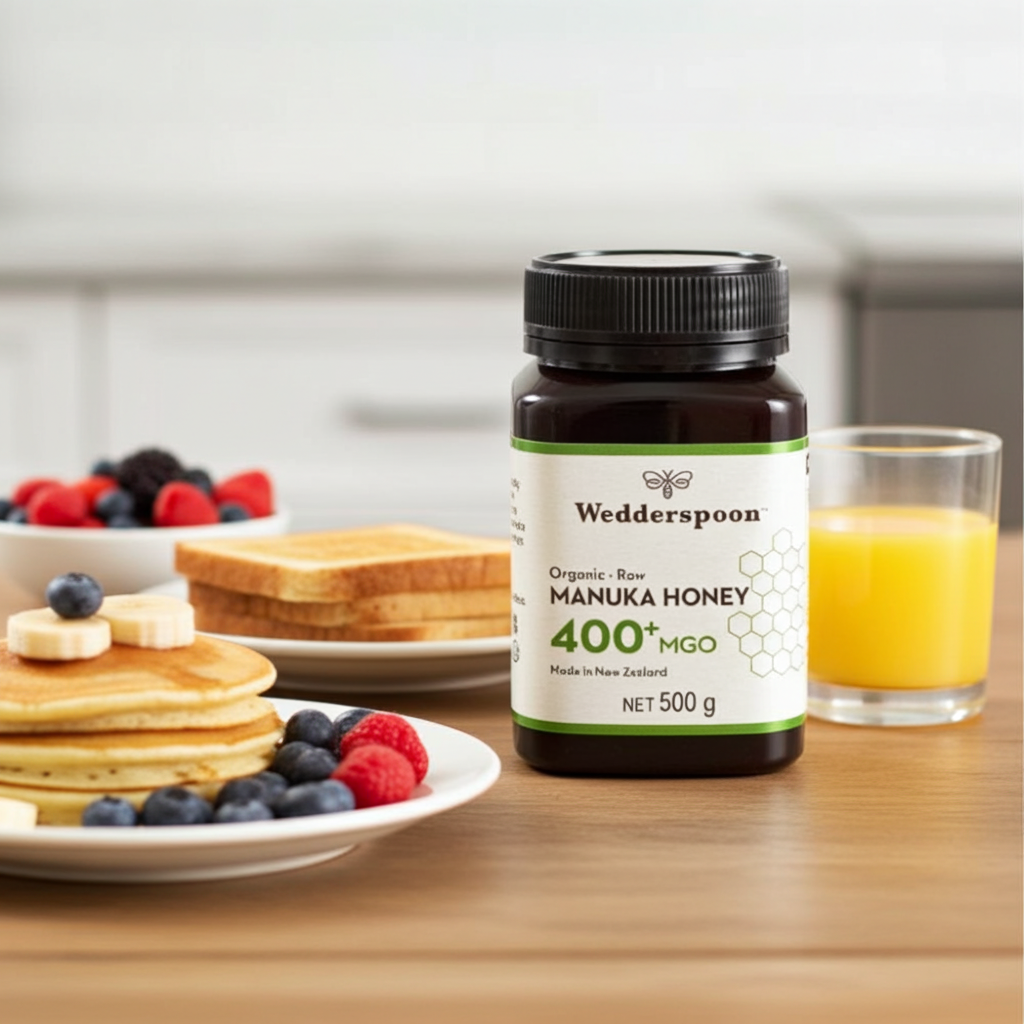 Wedderspoon Raw Manuka Honey 400 MGO (500g) – Unpasteurised High Potency