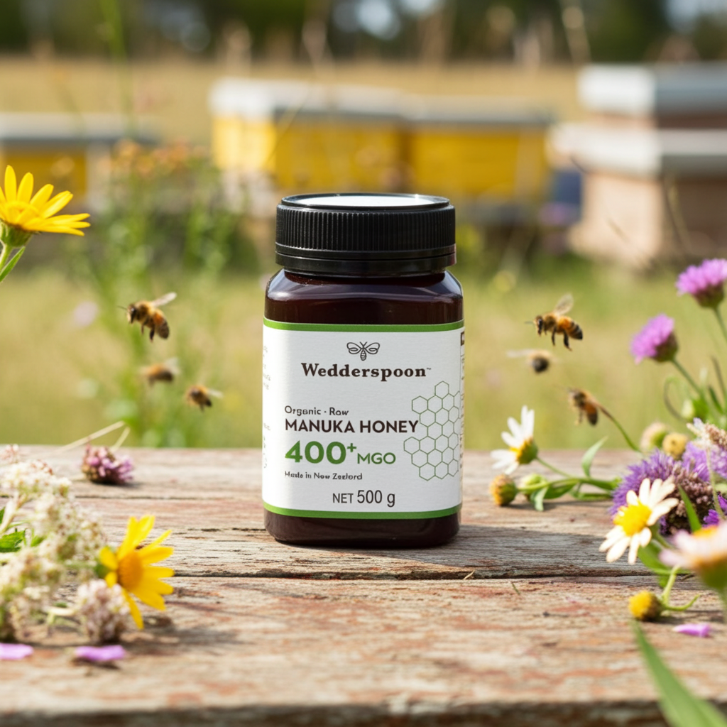 Wedderspoon Raw Manuka Honey 400 MGO (500g) – Unpasteurised High Potency