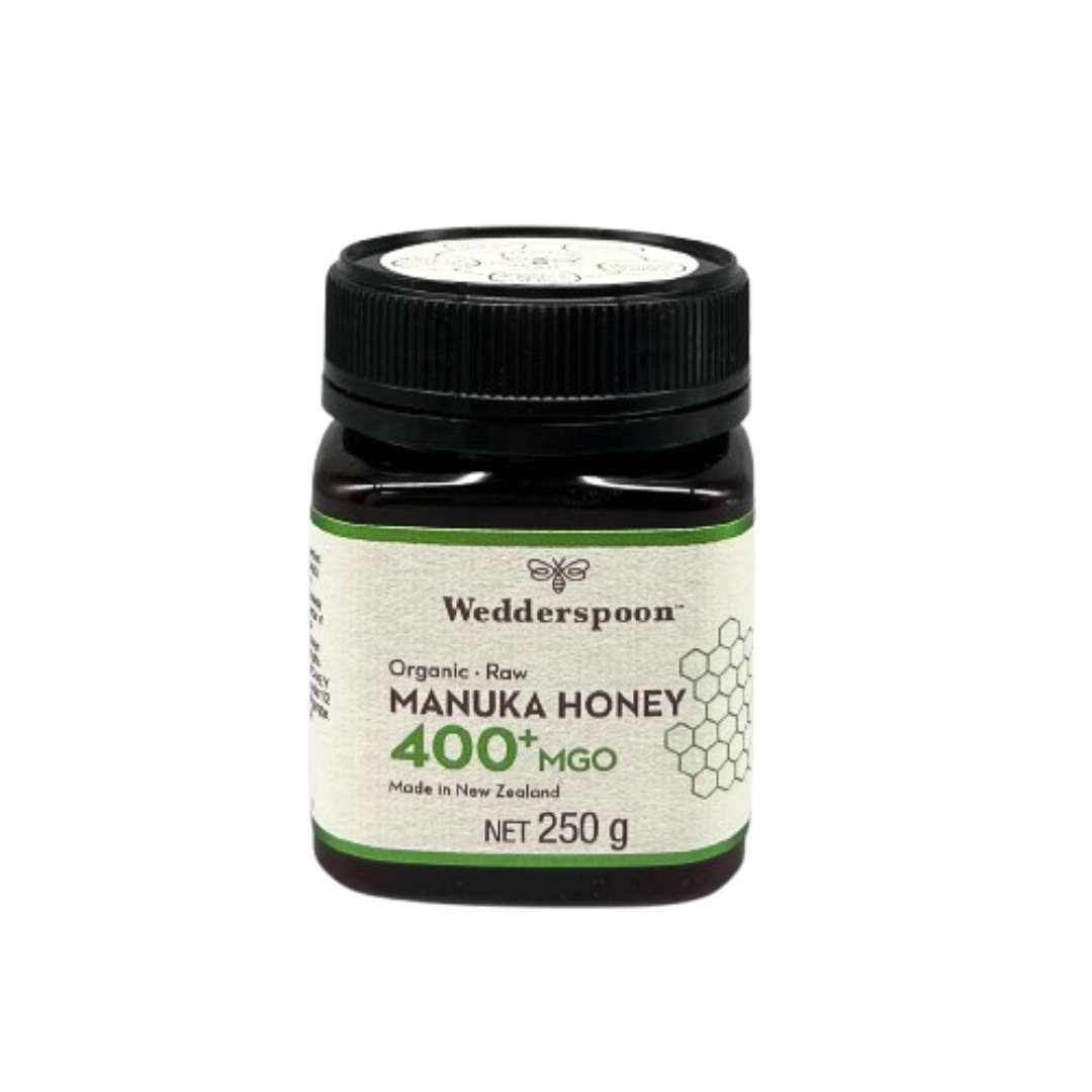 Wedderspoon Raw Organic Manuka Honey 400 MGO (250g) – Unpasteurised High Potency