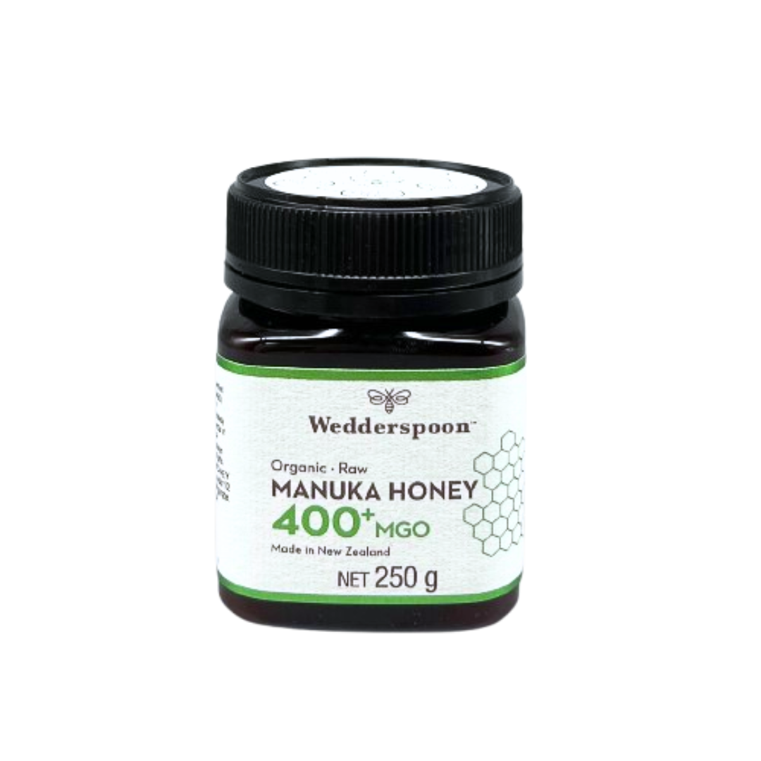 Wedderspoon Raw Organic Manuka Honey 400 MGO (250g) – Unpasteurised High Potency