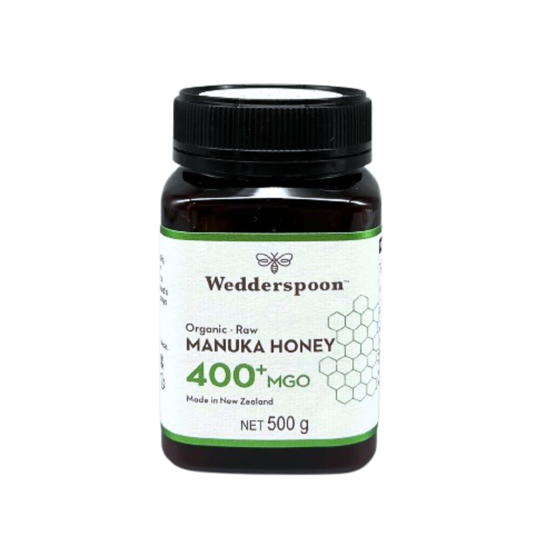 Wedderspoon Raw Organic Manuka Honey 400 MGO (500g) – Unpasteurised High Potency