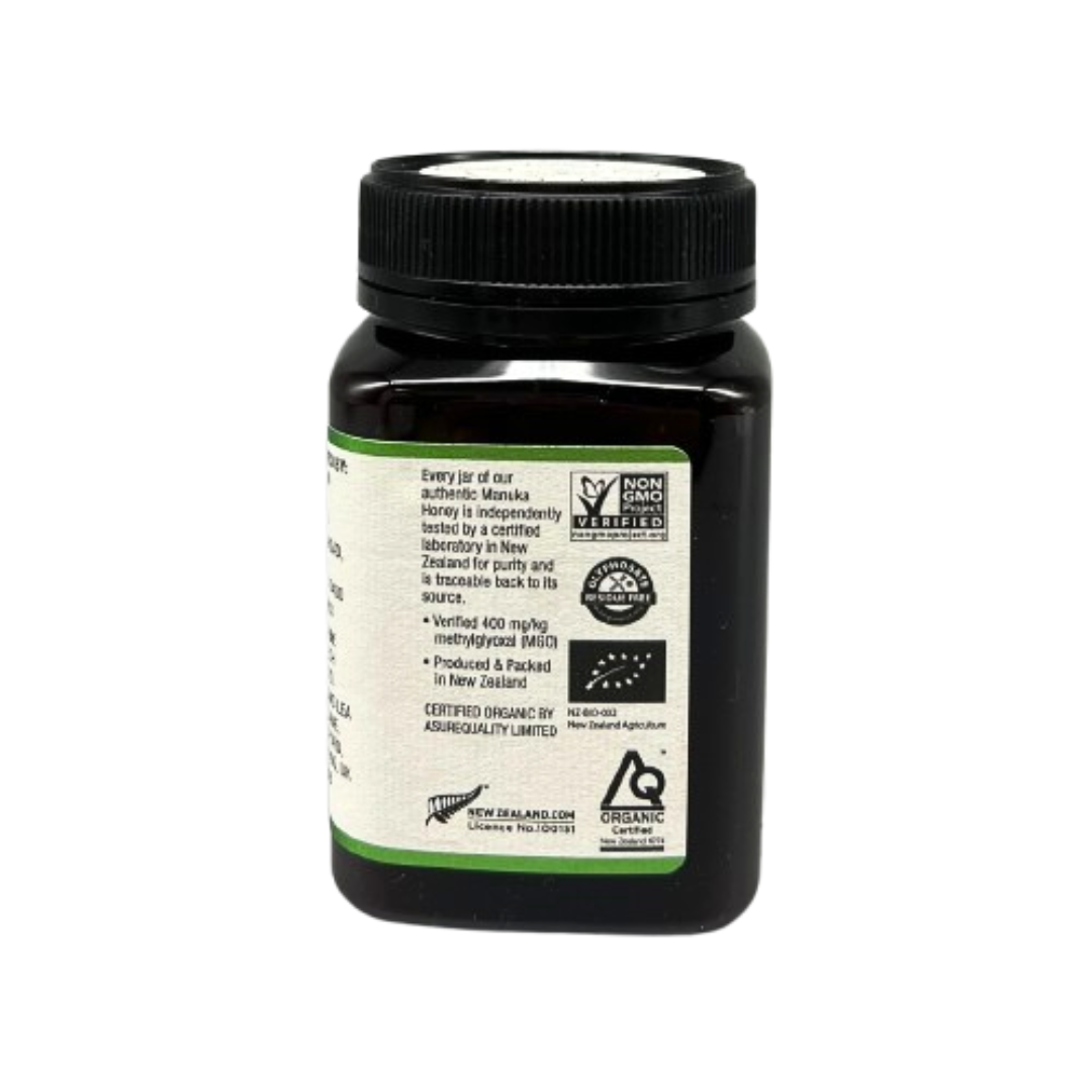 Wedderspoon Raw Organic Manuka Honey 400 MGO (500g) – Unpasteurised High Potency