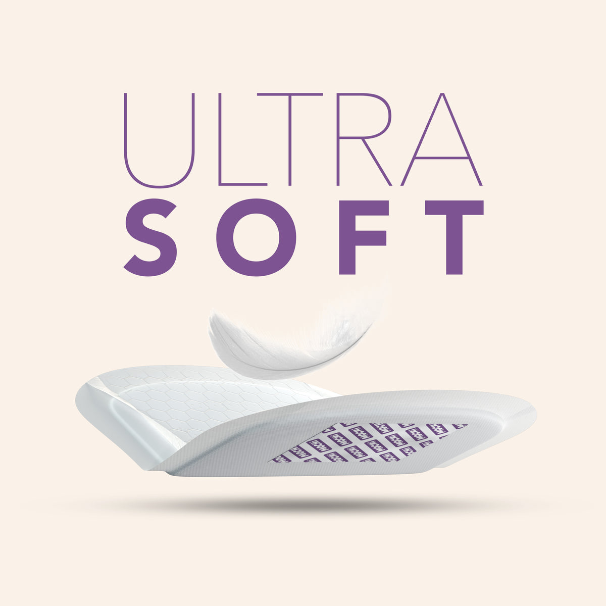 MOCHi breast pads for breastfeeding showing ultra soft white nursing pad with feather