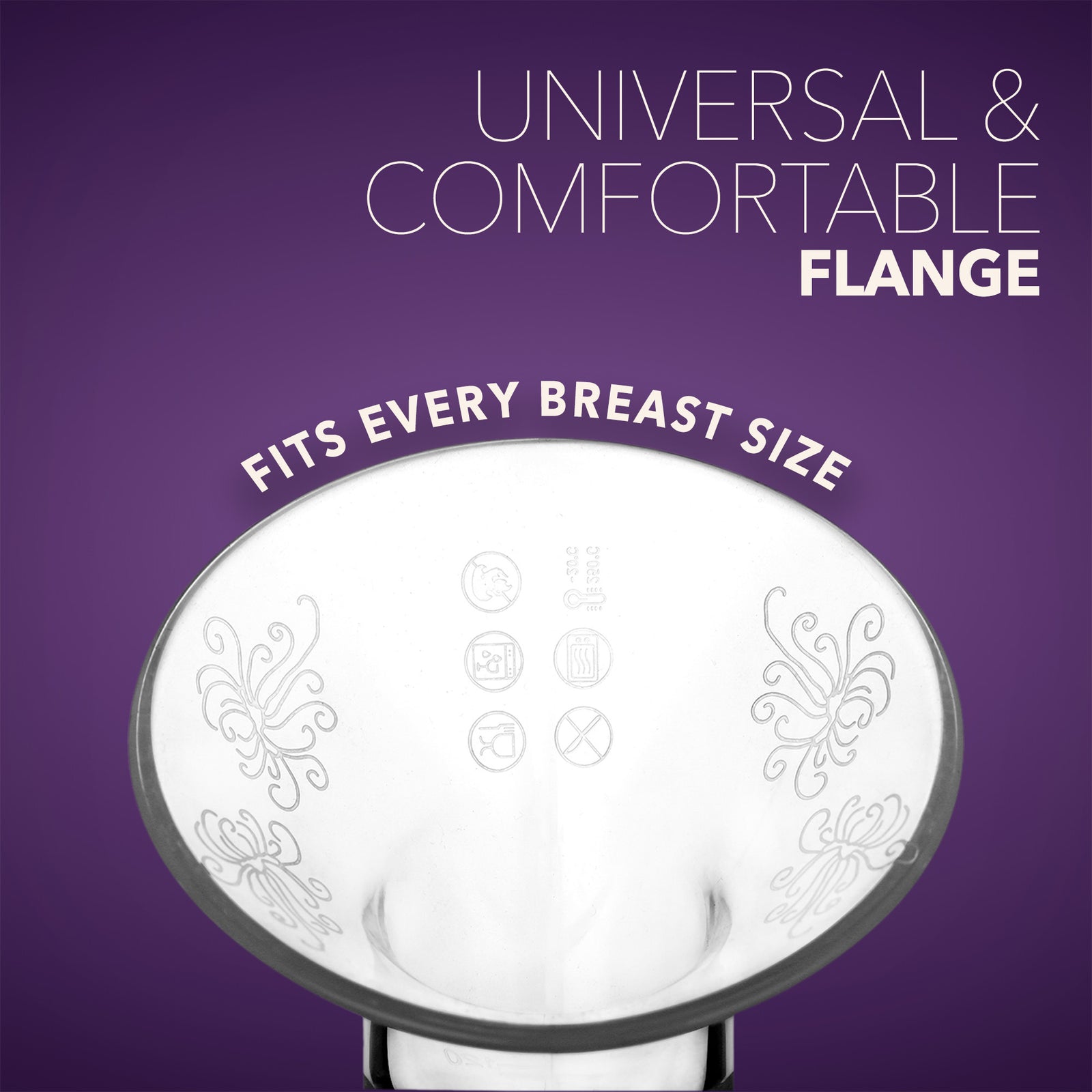 Mochi manual breast pump with universal flange designed for every breast size, ensuring comfort and ease