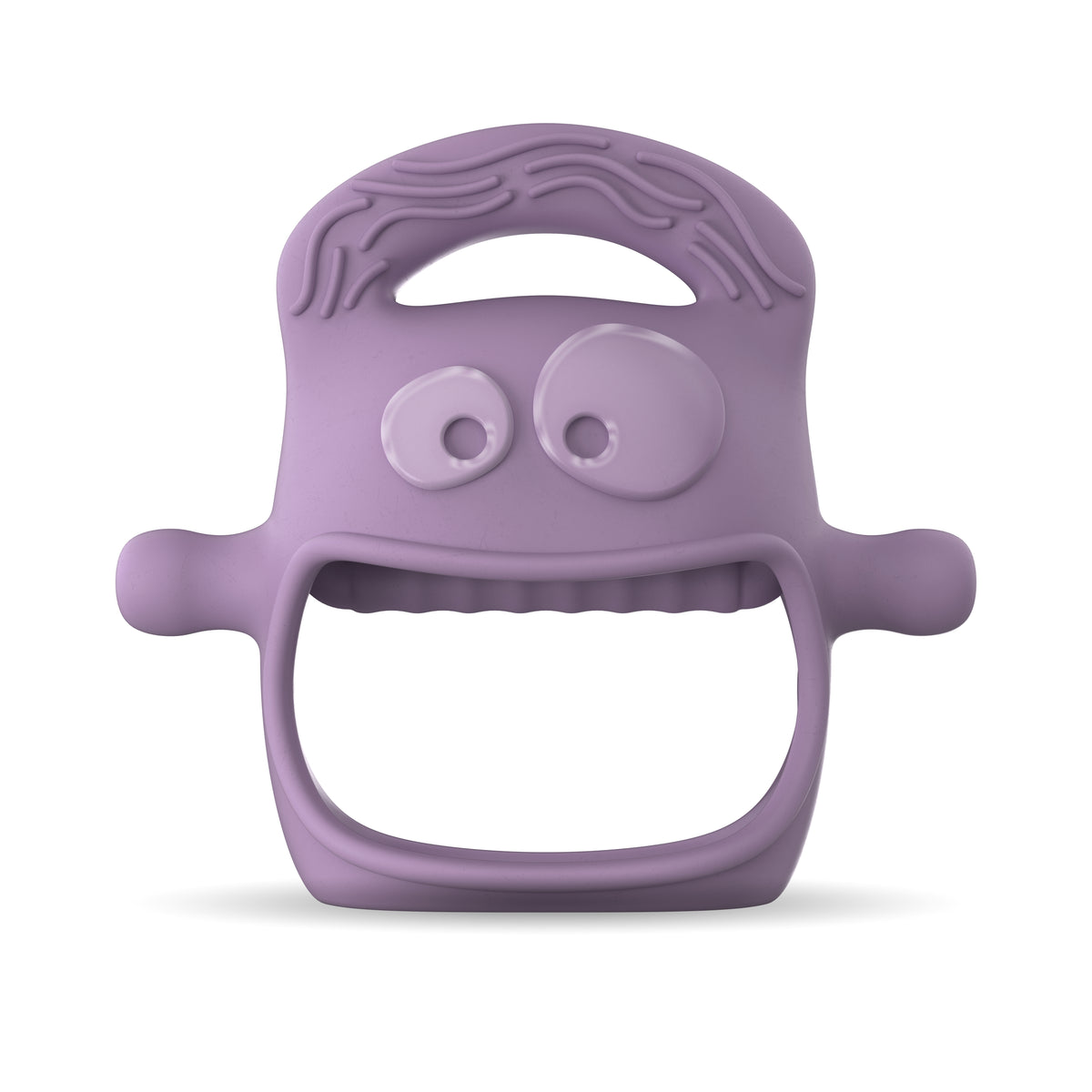Purple MOCHi teether for babies shaped like a playful character with tactile features