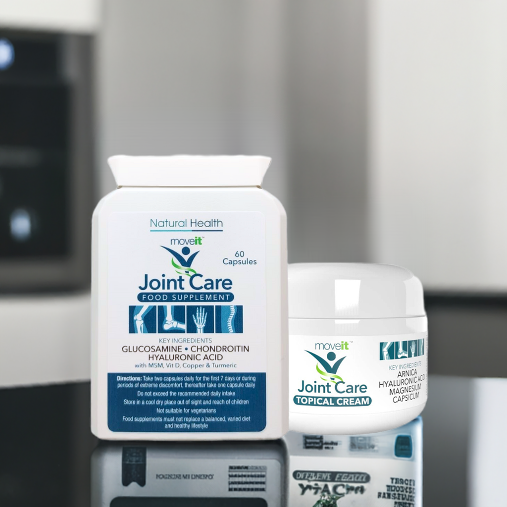 Moveit joint support capsules and cream by Natural Health World UK for effective joint care and relief