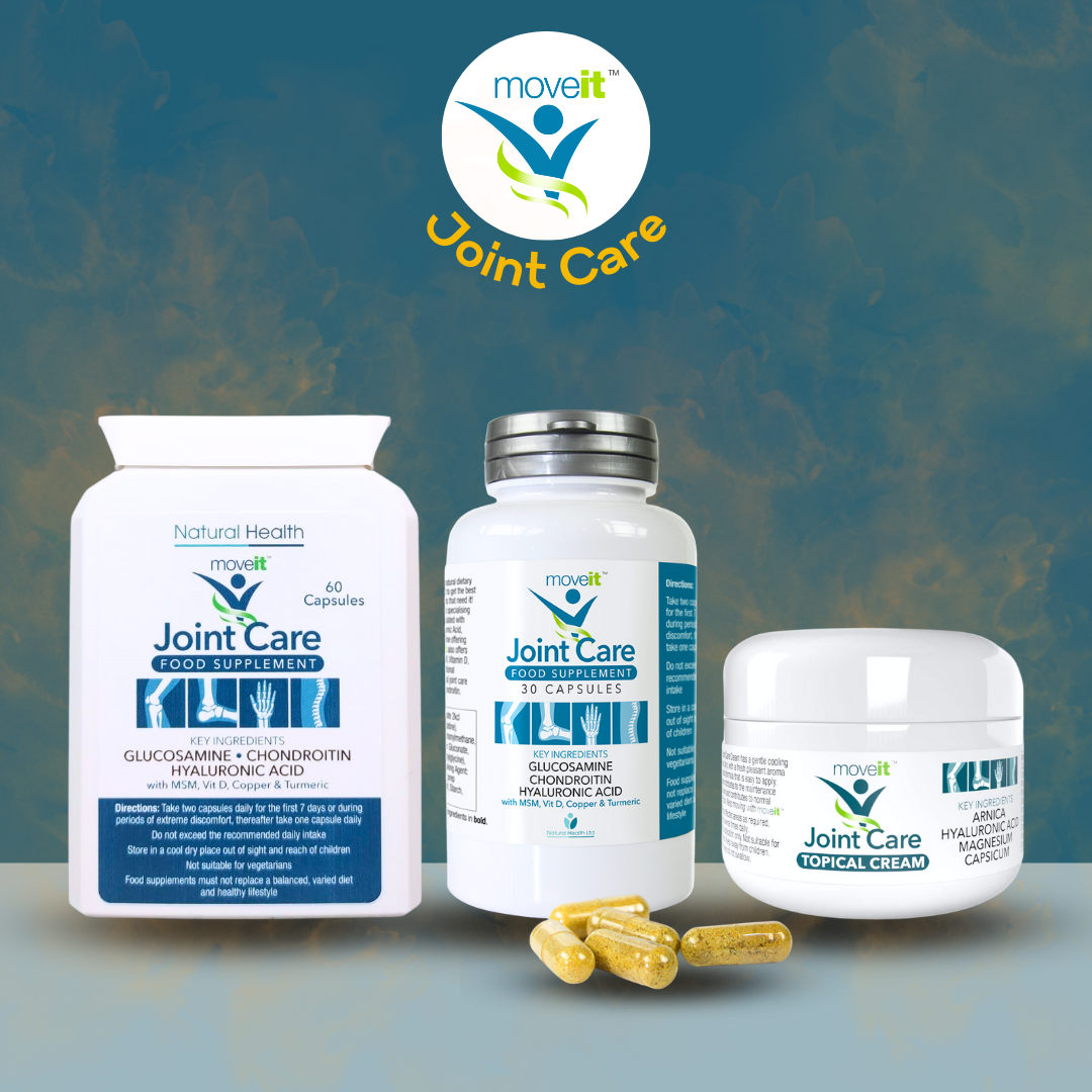 Moveit Joint Supplement Chondroitin and Glucosamine 11 Active Ingredients natural joint care set with capsules and cream