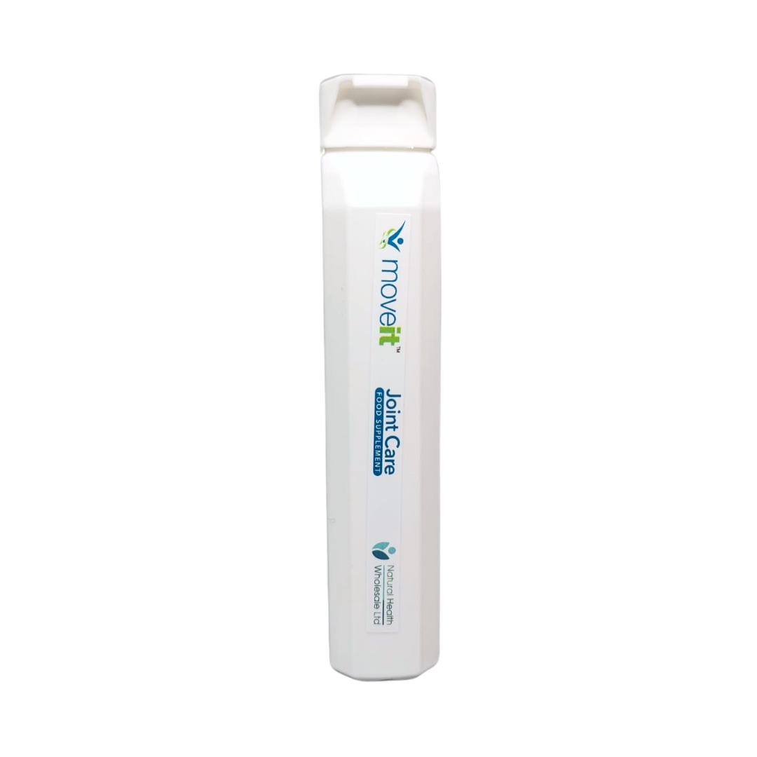 Moveit Joint Supplement Chondroitin and Glucosamine 11 Active Ingredients. White flip top bottle for joint care