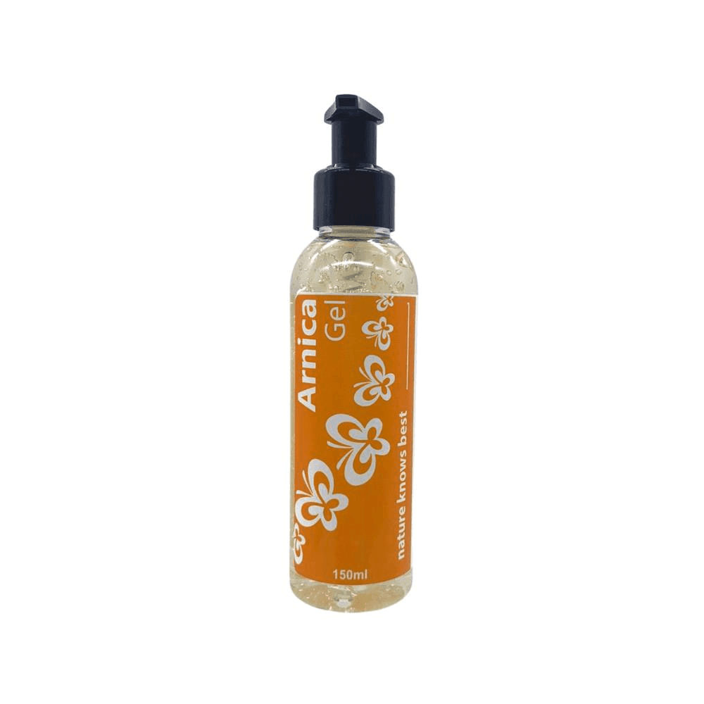 Natural Health World UK Powerhealth Products Ltd 150ml pump bottle Arnica gel for bruises and muscle pain. Orange label