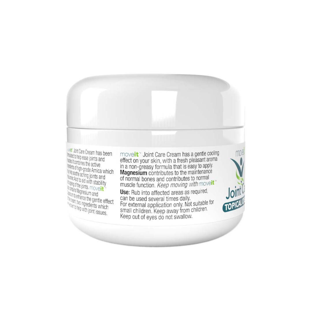Natural Health World UK Moveit joint support capsules and cream in white container for joint care