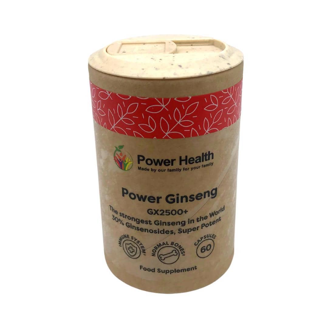 Power Health Power Ginseng capsules cylindrical kraft tube packaging 60 capsules GX2500 food supplement