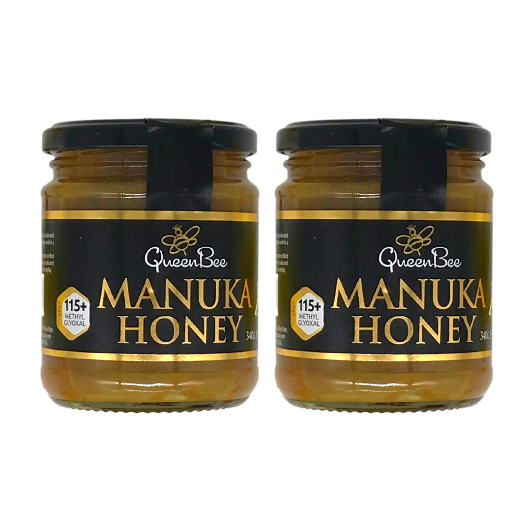 Queen Bee Manuka honey twin pack two 340 g jars 115 plus methylglyoxal premium raw honey for everyday use