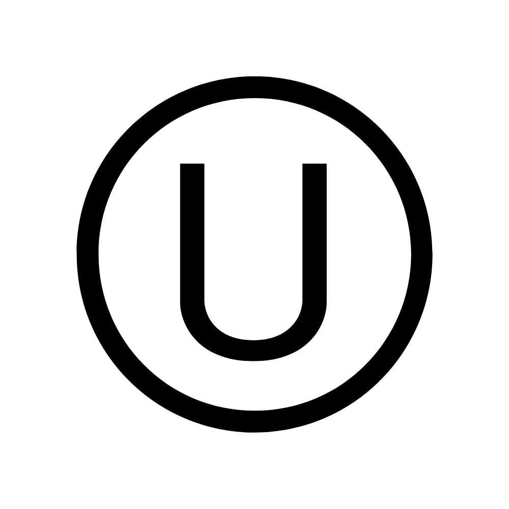 Wedderspoon throat lozenges packaging icon showing black U in a circle on white background Manuka honey drops with ginger